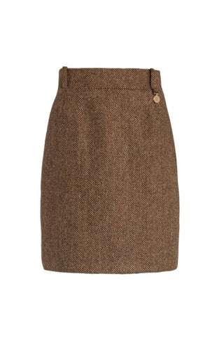 REGENCY SKIRT - LARGE SCALE BROWN HERRINGBONE