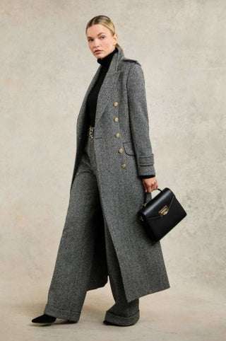 THE GREAT COAT - WIDE TOOTH BLACK HERRINGBONE