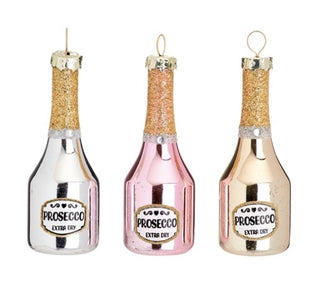 Mini Prosecco Bottle Shaped Baubles - Set of 3
