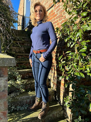 Navy Luxe Ladies Cosy Roll Neck Top