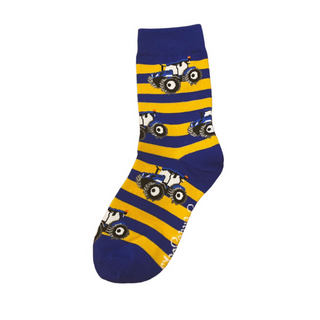 Blue & Mustard Kids Tractor Socks