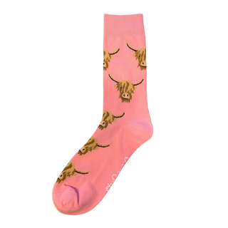 Highland Cow Socks Pink