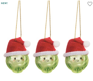 Mini Santa Brussels Sprout Decorations - Set of 3